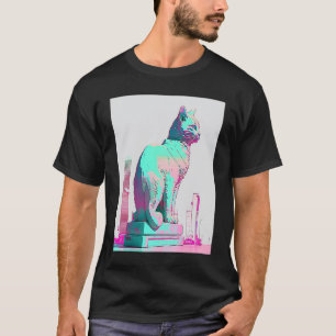 Camiseta Estética Vaperwave Gato Glitch Retrowave Synthwave