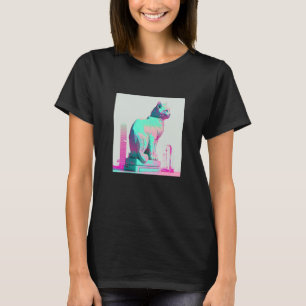 Camiseta Estética Vaperwave Gato Glitch Retrowave Synthwave