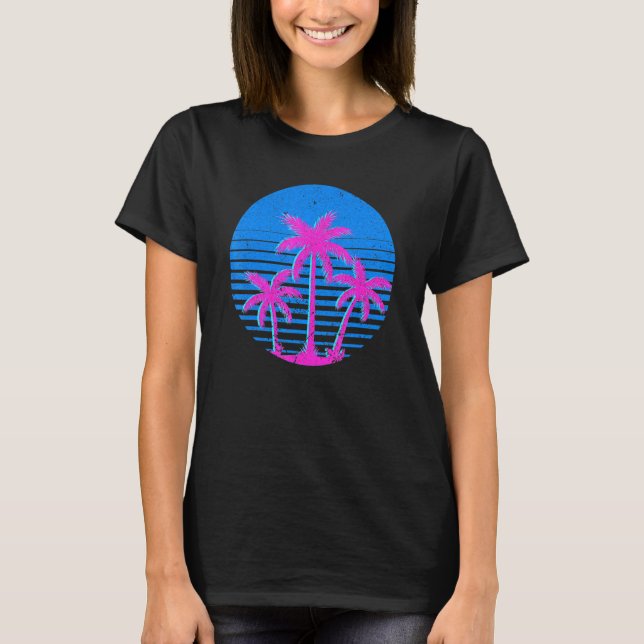 Camiseta Estética Vaporwave 80s Art Palm Trees Tropical Su (Frente)