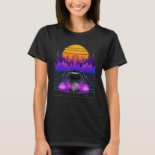 Camiseta Estética Vaporwave de Carro Cyberpunk Outrun Retro