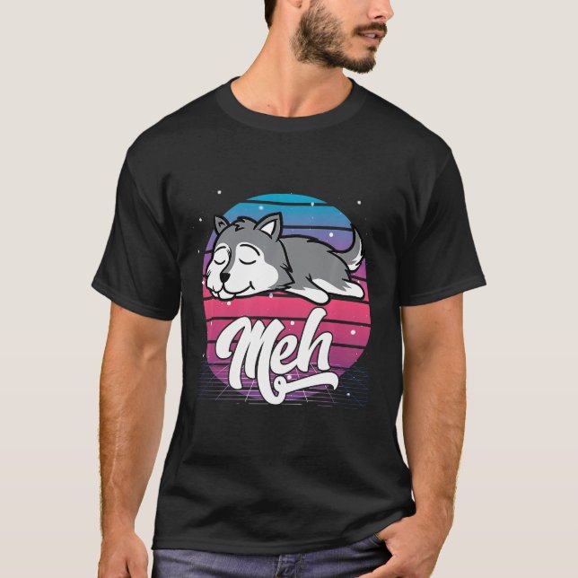 Camiseta Estética Vaporwave Japonês Otaku Meme Meh Siberi (Frente)