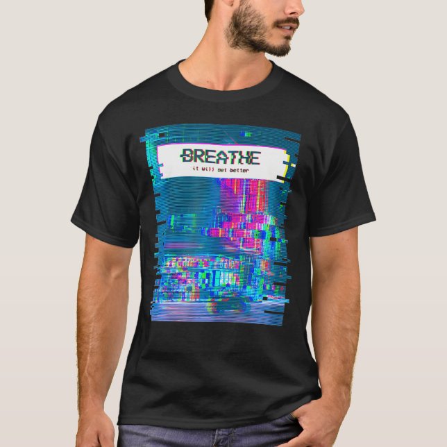Camiseta Estética Vaporwave Para Uma Menina De Animação (Frente)