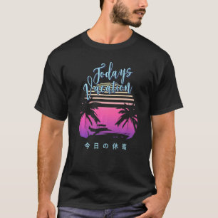 Camiseta Estética Vaporwave Pôr do Sol Palmeiras Iate