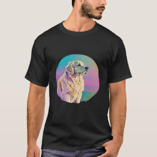 Camiseta Estética Vaporwave Retrowave do Golden Retriever