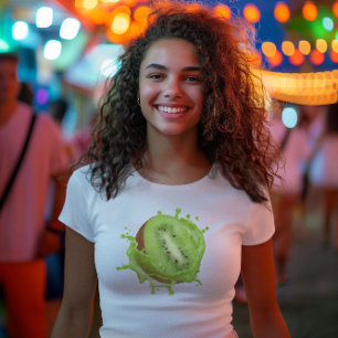 Camiseta estética verde kiwi fofa de verão