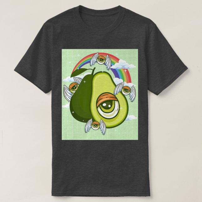 Camiseta Estética Weirdcore Kawaii Avocado Olho Asas (Frente do Design)