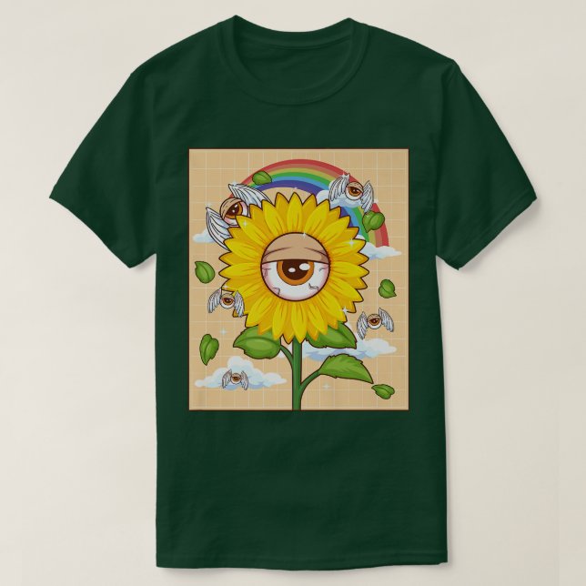Camiseta Estética Weirdcore Kawaii Sunflower Eye Wingy (Frente do Design)