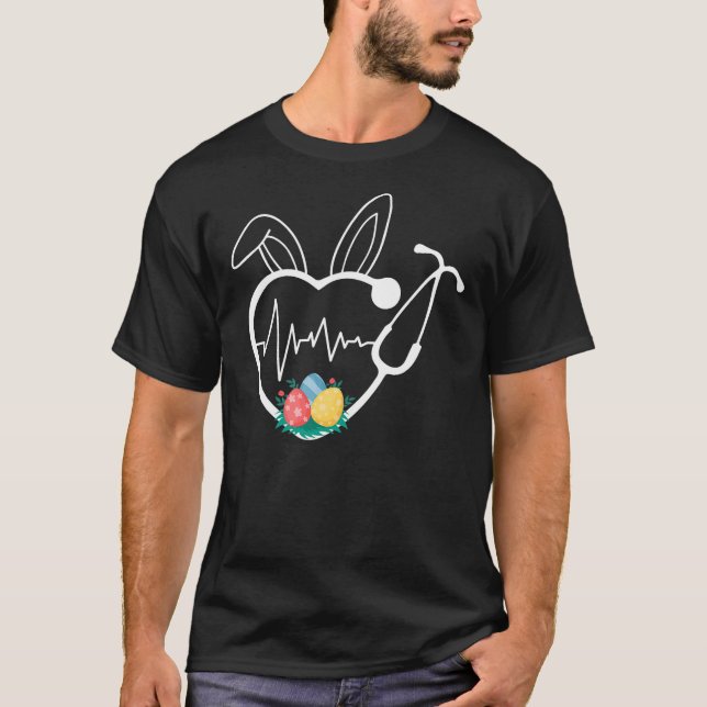 Camiseta Estetoscópio Amor Enfermeira Páscoa Vida Enfermeir (Frente)
