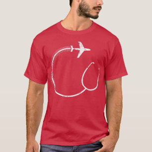 Camiseta Estetoscópio Avião Enfermeira Viajante Enfermeira 