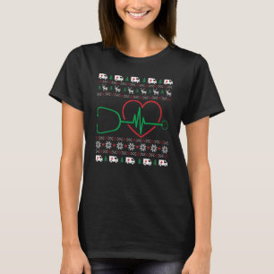 Camiseta Estetoscópio Cardíaco Natal Ugly X Mas Enfermeira