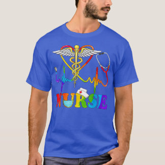 Camiseta Estetoscópio com batimento cardíaco LGBT Enfermeir