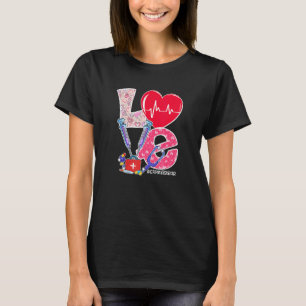 Camiseta Estetoscópio de Amor Er Registrador Dia dos Namora