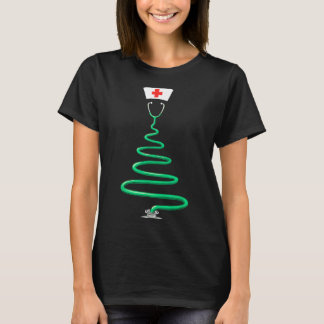 Camiseta Estetoscópio de árvore de Natal Enfermeira Phisigo