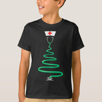 Camiseta Estetoscópio de árvore de Natal Enfermeira Phisigo