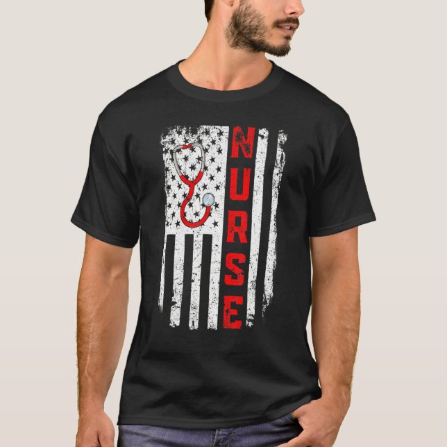 Camiseta Estetoscópio de Enfermeira Americana Doutor A band (Frente)
