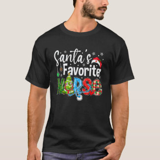 Camiseta Estetoscópio de Natal do Papai Noel Enfermeira Fav