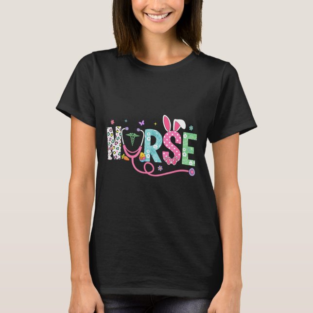 Camiseta Estetoscópio de Orelhas de Coelhinho de Enfermeira (Frente)