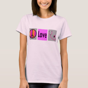 Camiseta estetoscópio do amor da paz