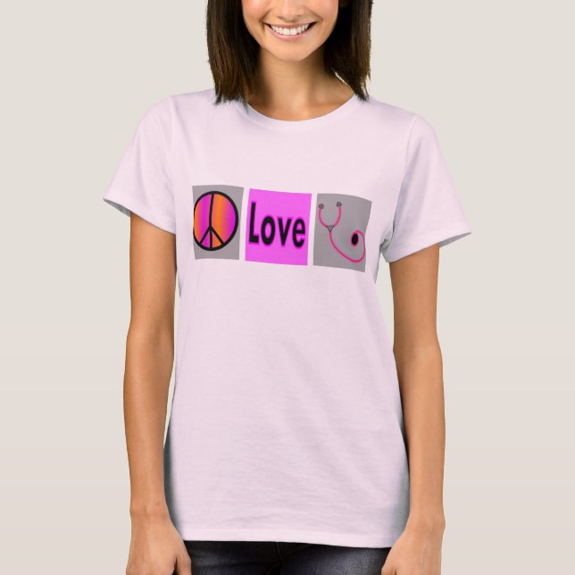 Camiseta estetoscópio do amor da paz (Frente)
