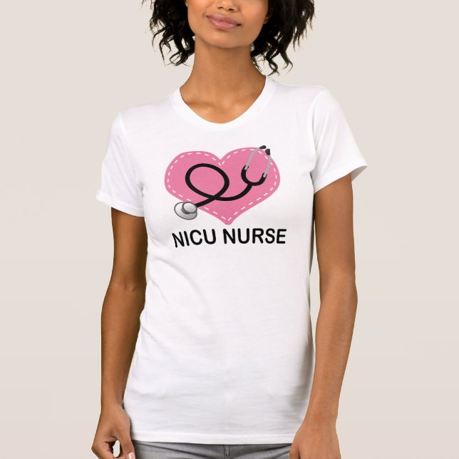 Camiseta Estetoscópio do coração da enfermeira de Nicu (Frente)