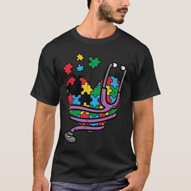Camiseta Estetoscópio do Coração quebra-cabeça (Frente)