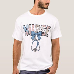 Camiseta Estetoscópio Enfermeira Bow Floral Vintage
