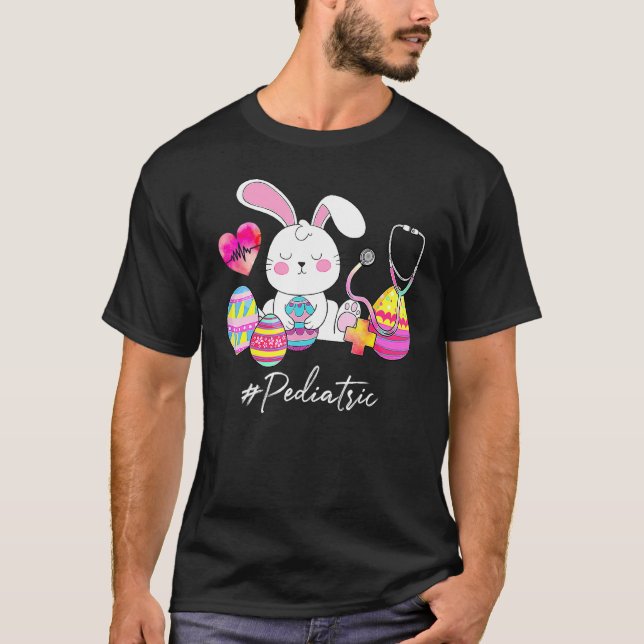 Camiseta Estetoscópio Enfermeiro Infantil Coelho Bonito Dia (Frente)