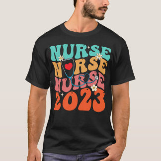 Camiseta Estetoscópio Groovy Fofo Enfermeira Vida Enfermage