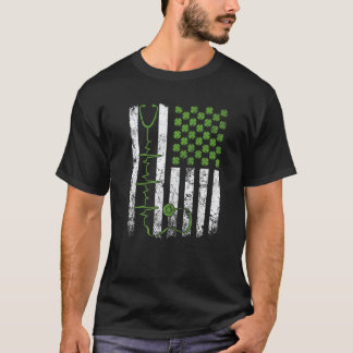 Camiseta Estetoscópio Incrível Bandeira Americana Enfermeir