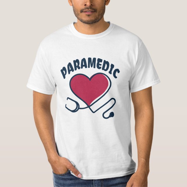 Camiseta Estetoscópio paramédico com coração (Frente)