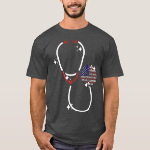 Camiseta Estetoscópio Patriótico Enfermeiro de Esfregona de