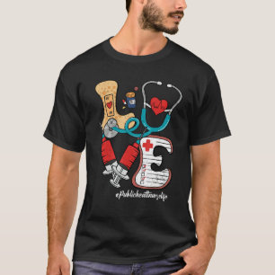 Camiseta Estetoscópio Retro Groovy LOVE Enfermeira de Saúde