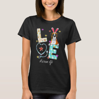 Camiseta Estetoscópio Vida de Lavagem Enfermeira Boxer Cão 