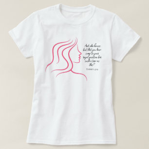 Camiseta Esther 4:14 Versículo da Escritura Silhueta Rosa