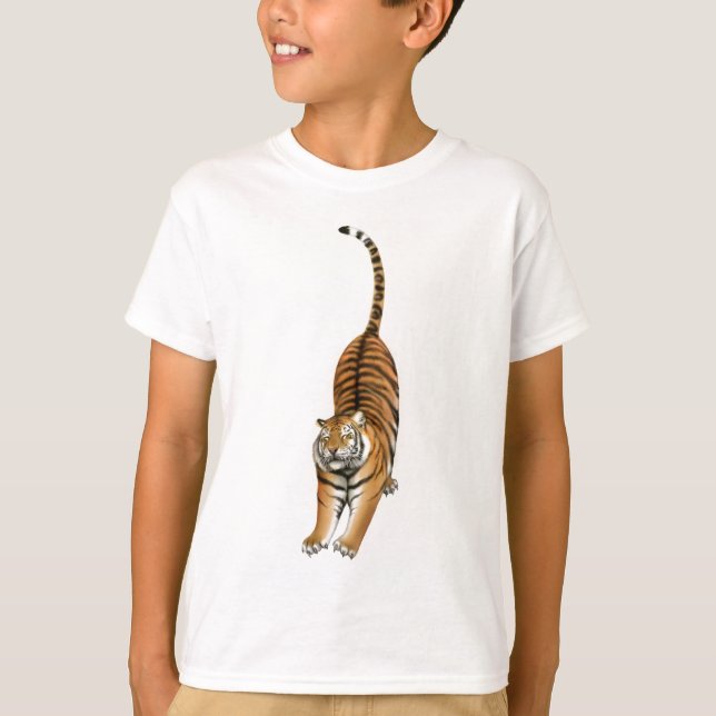 Camiseta Esticando o tigre de Bengal caçoa o t-shirt (Frente)