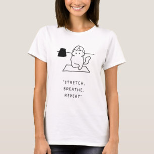 Camiseta Esticar, Respirar, Repetir Ilustração de Gato de