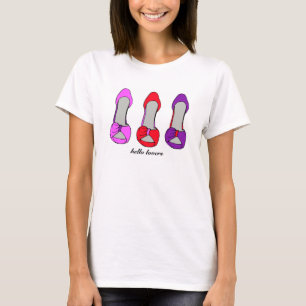 Camiseta Estileta Púrpura Rosa-Moda Heel Heels Calçado