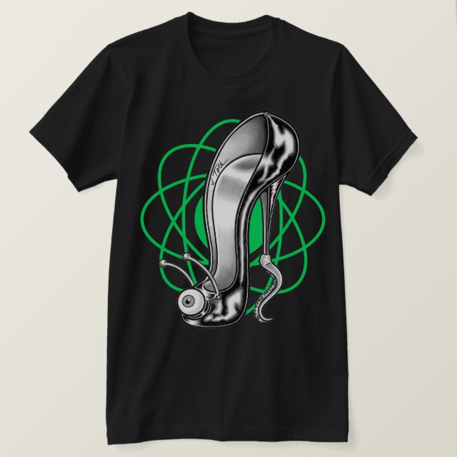 Camiseta Estilettoide™/Camisa-T Atom Verde (Frente do Design)