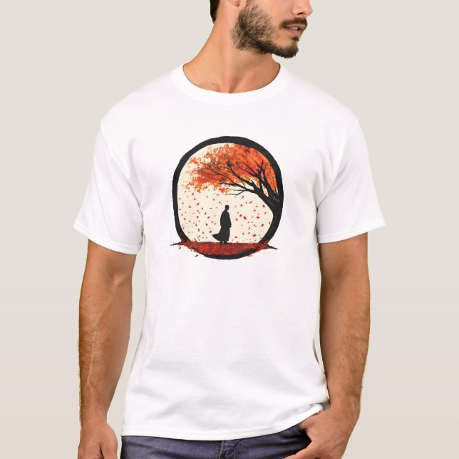 Camiseta Estilidade Círculo Zen Folhas de outono (Frente)