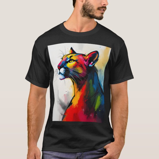 Camiseta Estilo 1960 Groovy Abstrato Cougar (Frente)