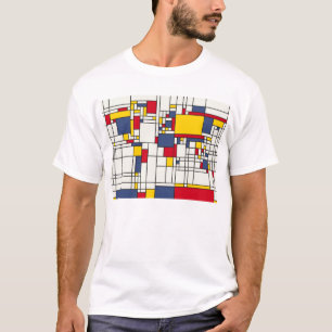 Camiseta Estilo abstrato de Mondrian do mapa do mundo