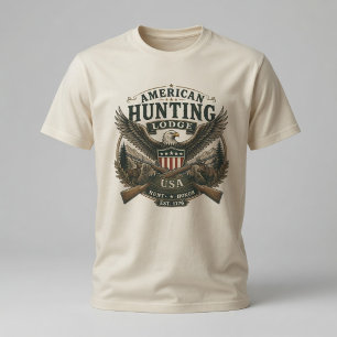Camiseta Estilo Americano de Cabana de Caça Vintage