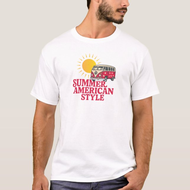 Camiseta Estilo Americano de Verão (Ver.2) - Design de Cami (Frente)