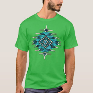 Camiseta Estilo Americano Nativo Turquesa Sunburst 