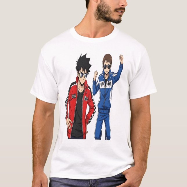 Camiseta Estilo Anime de Corrida - Roupas de Rua L (Frente)