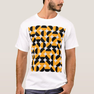 Camiseta estilo anos setenta, meio círculo geométrico.