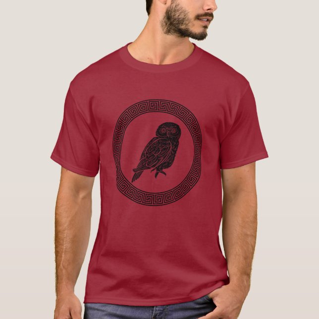 Camiseta Estilo Antiquado Coruja Grega Antiga (Frente)