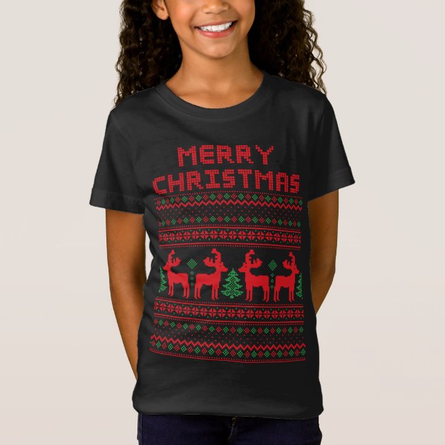 Camiseta estilo arte pixel natal feliz (Frente)