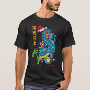 Camiseta Estilo Asiático do Dragão de Tóquio Japonês 80u201