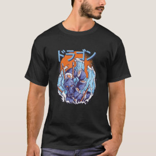 Camiseta Estilo Asiático Sushi Dragon Chinês Retro